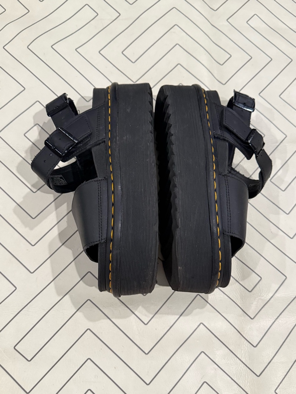 Dr. Martens Black Leather SoftWair Stacked Sandals - Picture 6 of 14
